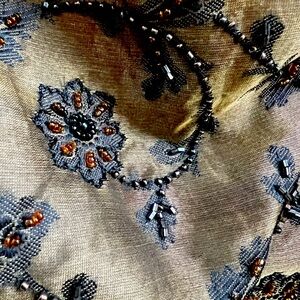 Vintage Ario 100% 🖤🤎 Silk Bronze /Chocolate Floral Beaded Skirt Size L 🤎🖤